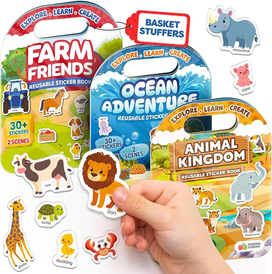 Reusable Sticker Books for Toddlers 2-4 Years, Kids 1-3 - 100+ Jelly Puffy Stickers for Kids, Sti... | Amazon (US)