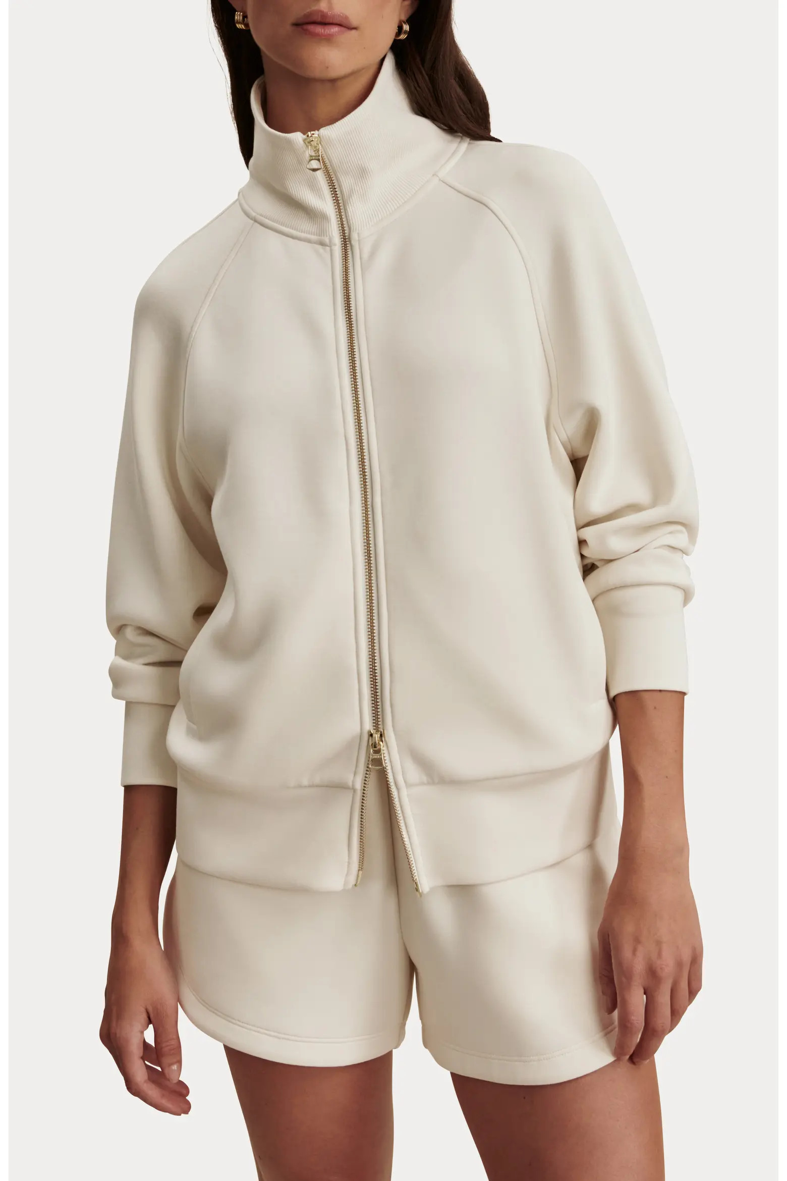 Tyde Mixed Media Zip Front Sweatshirt (Women) | Nordstrom | Nordstrom