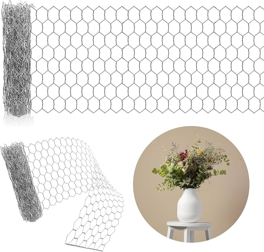 Floral Chicken Wire Flower Arrangement: 39 X 39 Inch Galvanized Chicken Wire Roll Bendable Vase F... | Amazon (US)