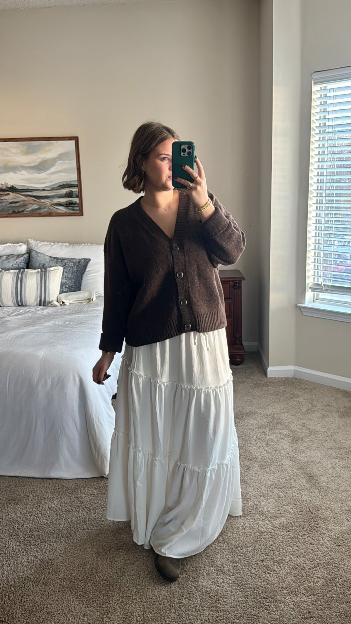 Cute fall outfit idea, fall skirt, outfit, fall cardigan, outfit, fall outfit inspo, fall fashion, finds, Old Navy, brown button up cardigan, Amazon, white skirt, Amazon, white shoulder, purse, bag, blonde Stone, leather boots for winter, winter outfit in spa, church outfit for fall, Amazon gold jewelry

#LTKSaleAlert #LTKFindsUnder50 #LTKSeasonal