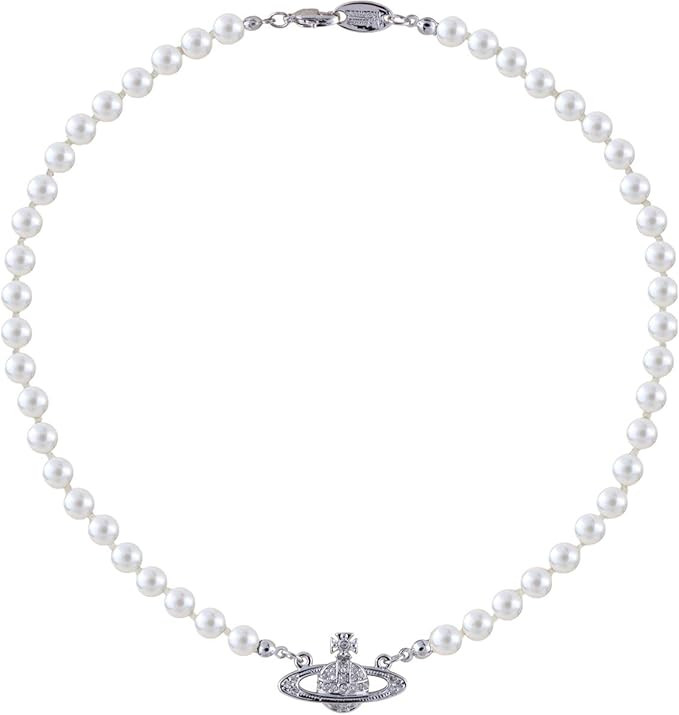 Vivienne Westwood Silver Saturn Pearl Necklace with special packing box and paper bag | Amazon (US)
