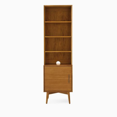 Mid-Century Narrow Bookcase w/ Closed Storage (20.5") | West Elm (US)