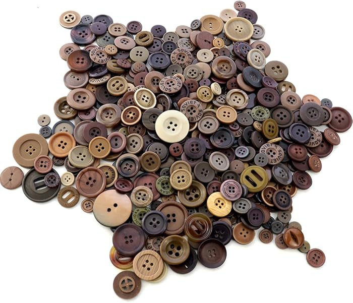 600 Pcs Resin Assorted Sizes Mixed Brown Round Craft Buttons for Sewing, DIY Crafts, Repair Cloth | Amazon (US)