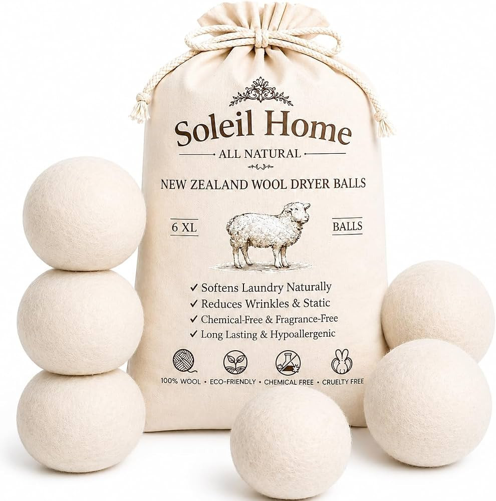 Wool Dryer Balls XL 6-Pack \u2013 100% New Zealand Wool Laundry Balls \u2013 Natural Fabric Softe... | Amazon (US)