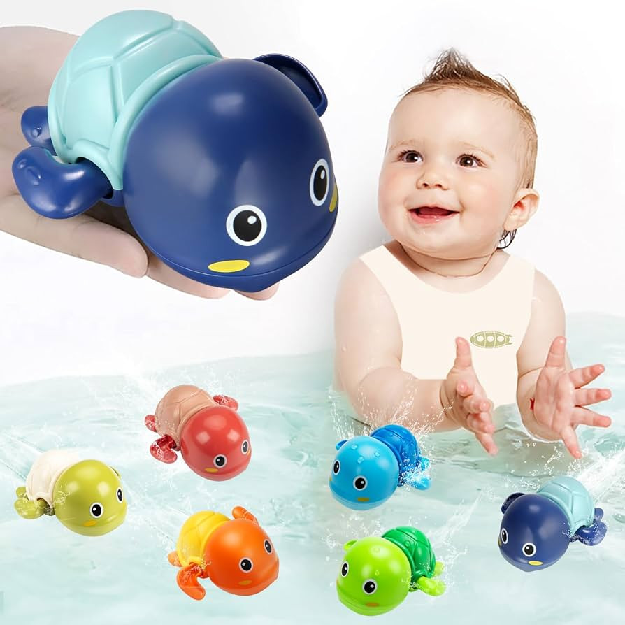 Baby Bath Toys, 6 Pcs Swimming Turtles Bath Toys for Toddler 1-3, Wind Up Bath Toys for 1 Year Ol... | Amazon (US)