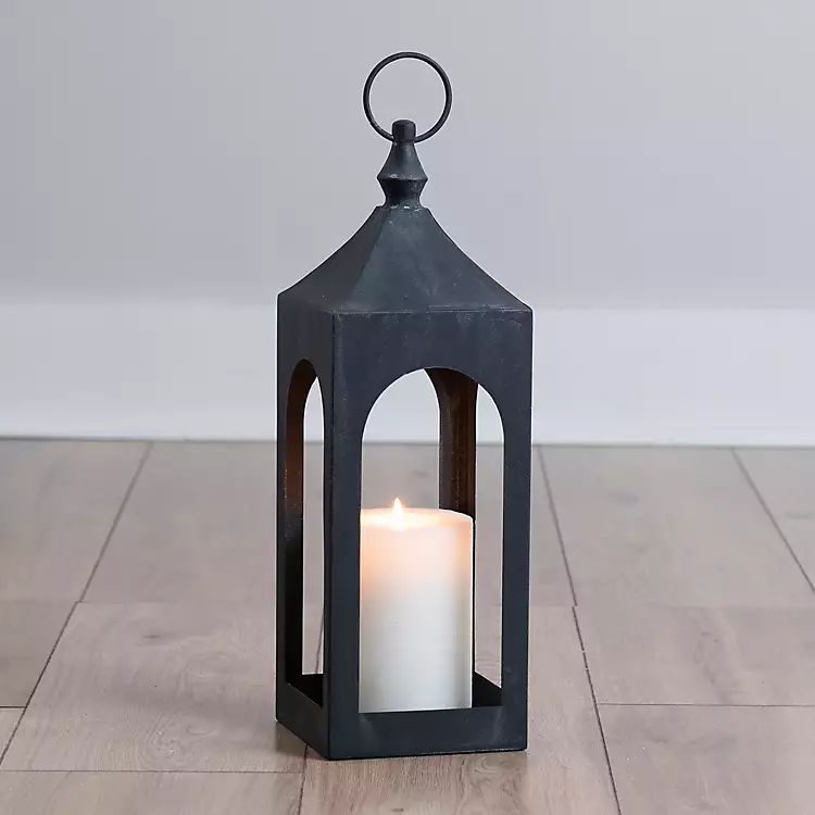 Dark Gray Hampshire Metal Lantern, 17 in. | Kirkland's Home