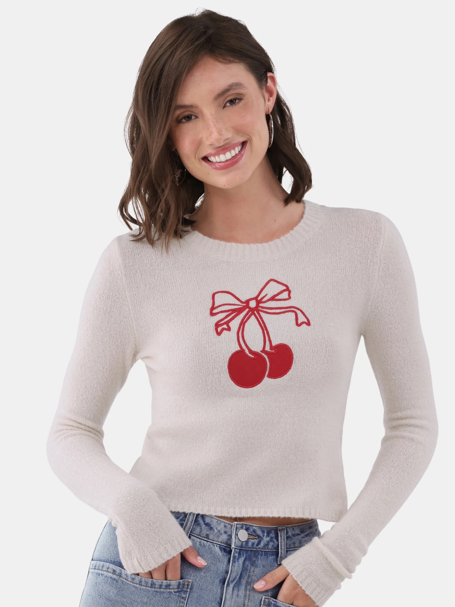 No Boundaries Crewneck Pullover Sweater, Women's and Women's Plus | Walmart (US)