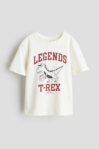 H & M - Printed Cotton T-Shirt - White/Legends T-Rex | H&M (US + CA)