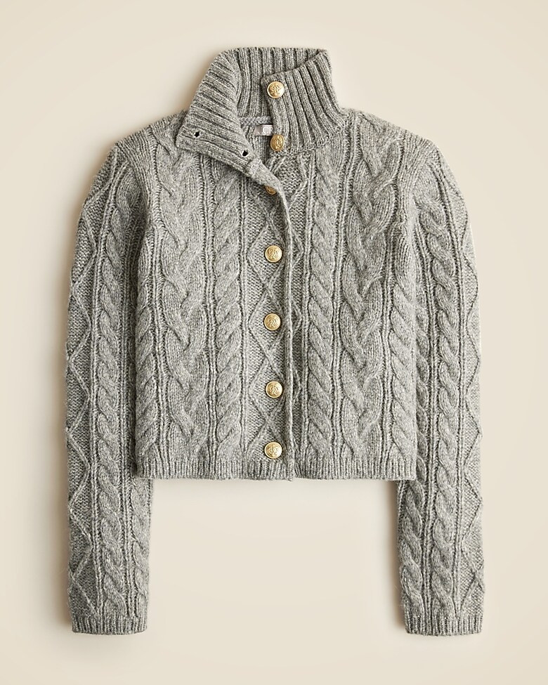 Cable-knit turtleneck cardigan sweater | J. Crew US