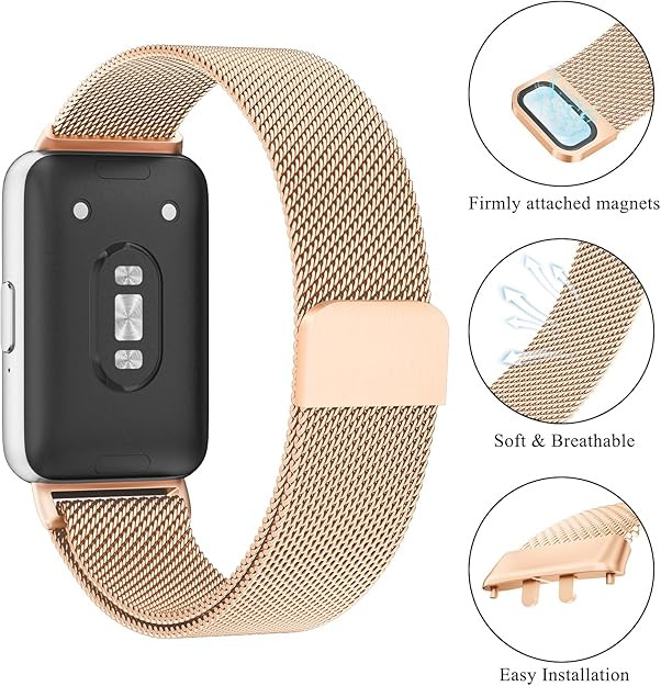 Metal Watch Band Compatible with Samsung Galaxy Fit 3 Band, Stainless Steel Mesh Loop Replacement... | Amazon (US)