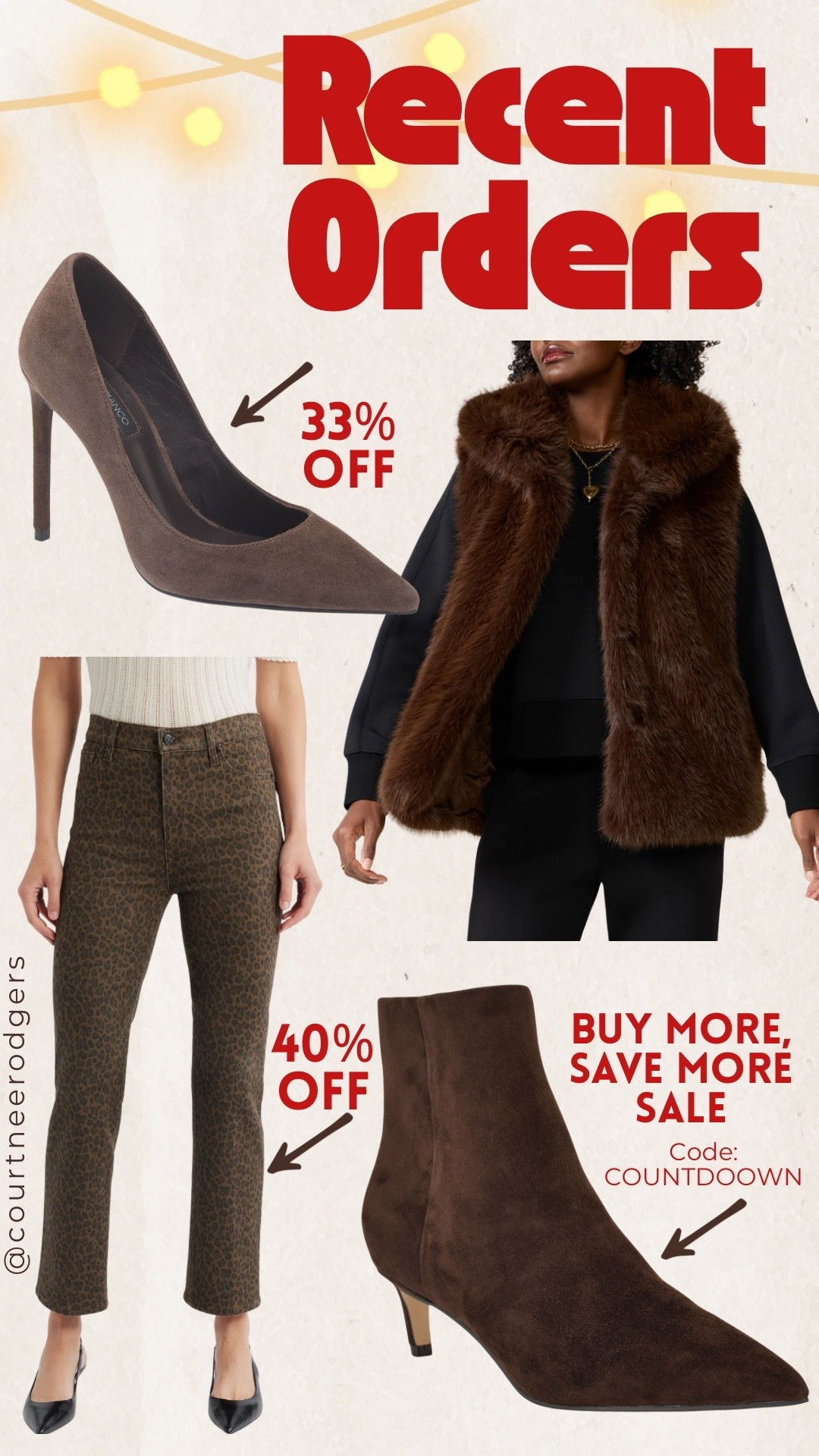 Recent Orders 🤎
Ordered my true size 7.5 in both shoes, size XS in the faux fur vest (this brand runs a little big), size 26 in the jeans (very stretchy) so I sized down one)

Brown, holiday outfits, faux fur, winter outfits 

#LTKPetite #LTKGiftGuide #LTKHoliday