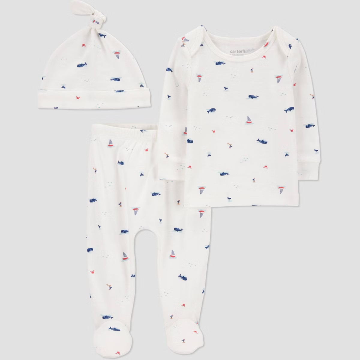 Carter's Just One You® Baby Boys' 3pc Long Sleeve Whale Top & Bottom Set - Ivory | Target