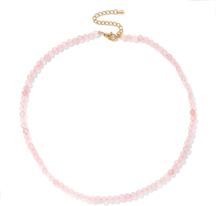 Crystal Necklaces for Women 4mm Handmade Natural Stone Choker Beaded Necklace Healing Crystal Nec... | Amazon (US)
