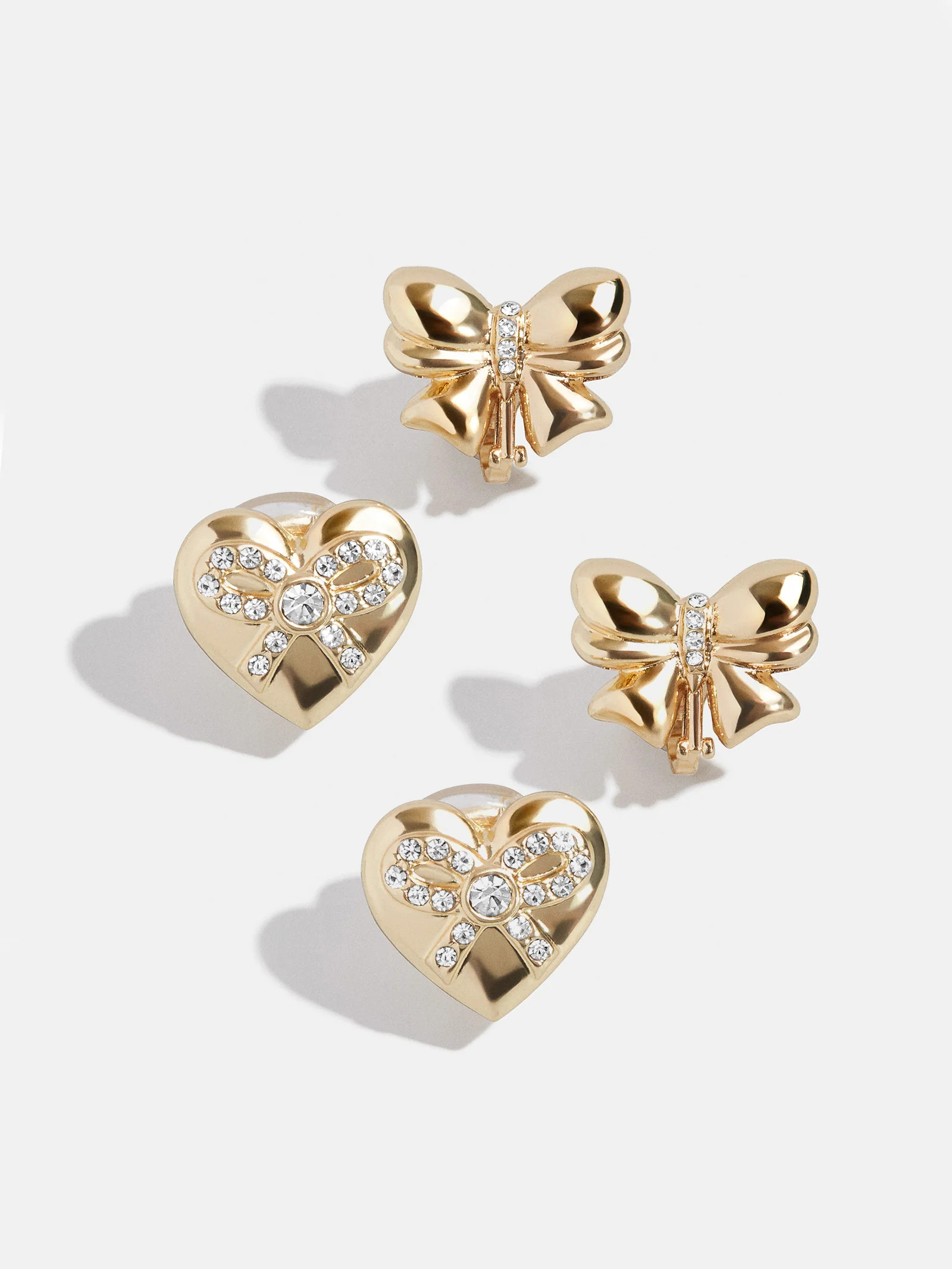 Take A Bow Kids' Clip-On Earring Set - Wrapped Heart | BaubleBar (US)