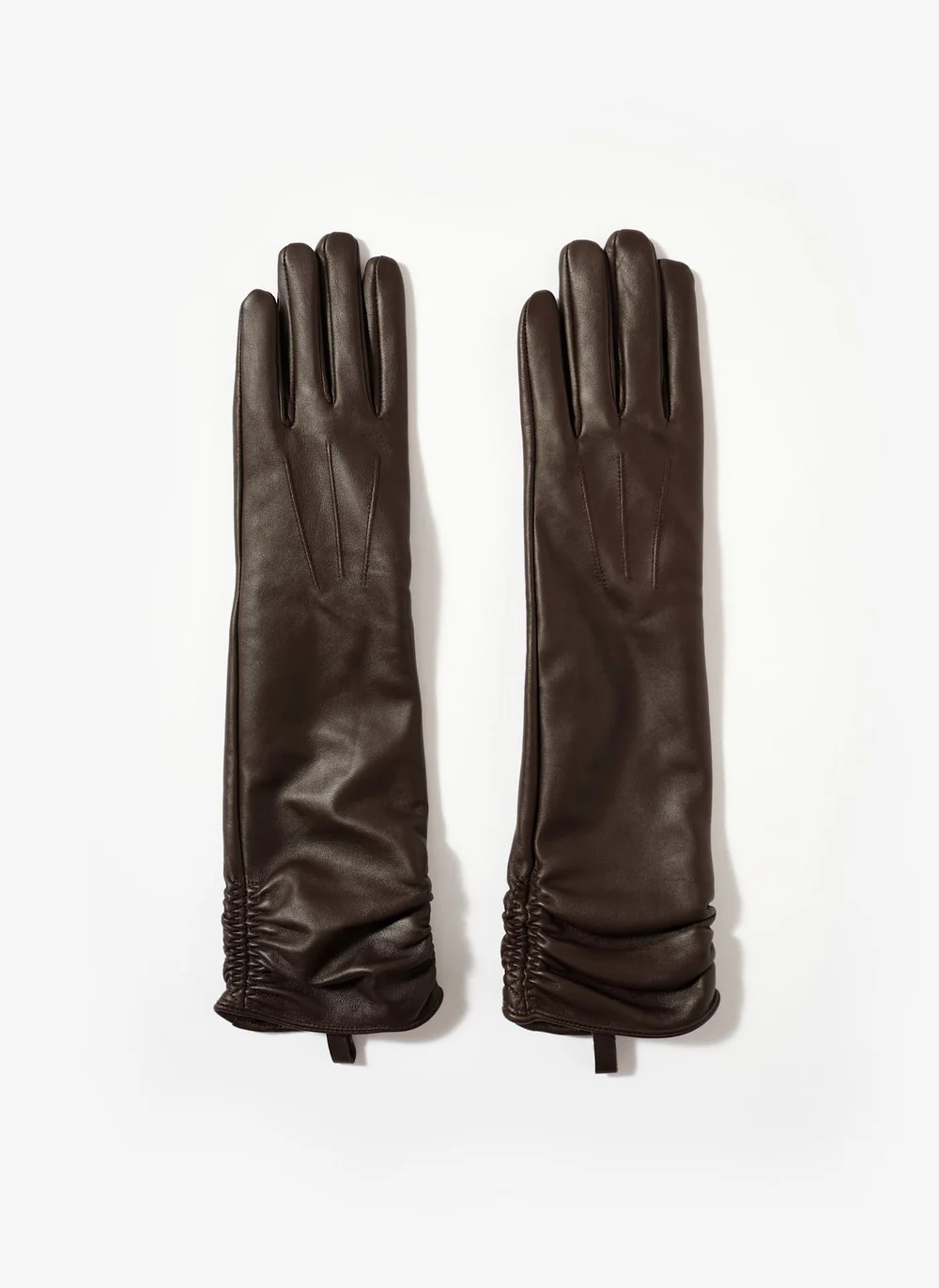 Brown Leather Long Gloves | Mint Velvet