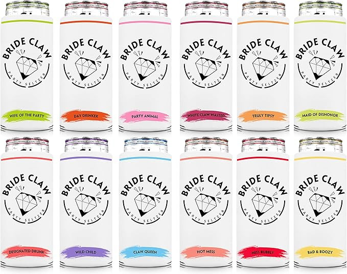 Bachelorette Party Favors Slim Can Cooler [ 12 Pack ], Bridal Shower Slim Can Holder, Bride Tribe... | Amazon (US)
