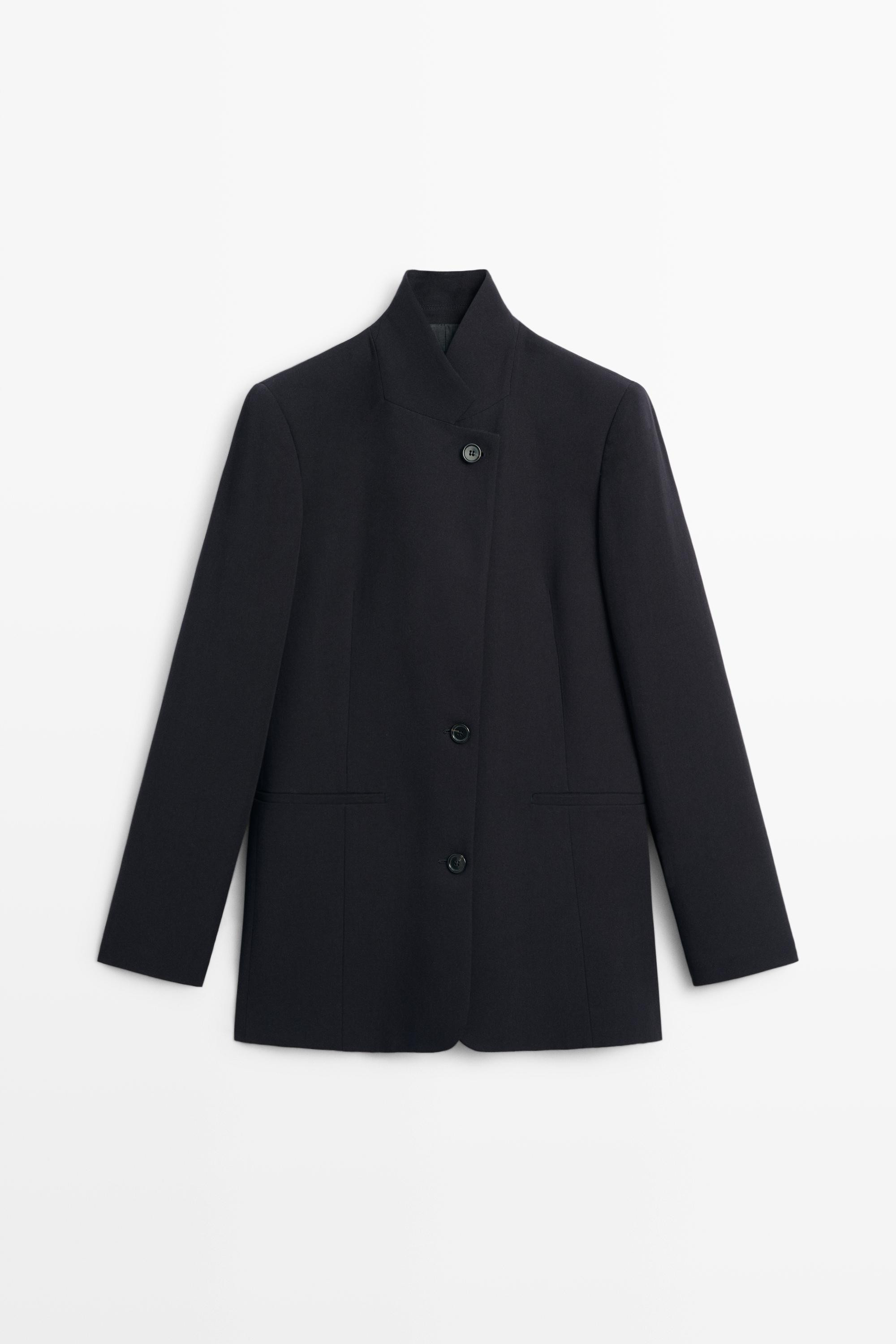 Flowy button-detail blazer | Massimo Dutti UK