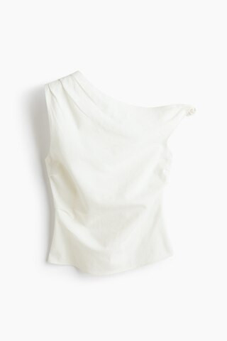 H & M - Knot-Detail One-Shoulder Top - Ivory | H&M (US + CA)