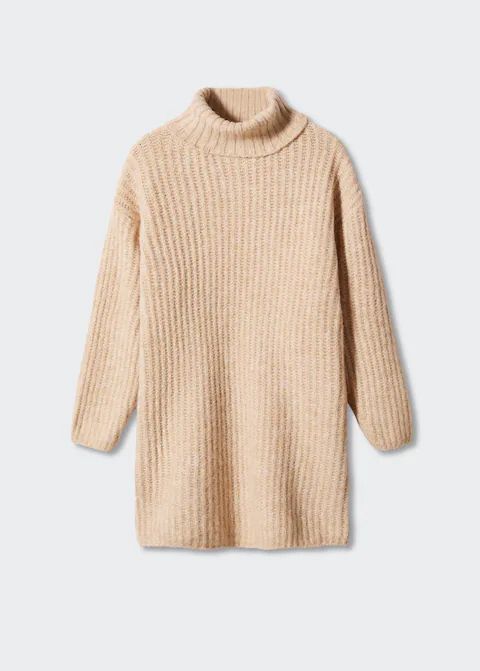 Knitted turtleneck dress | MANGO (UK)