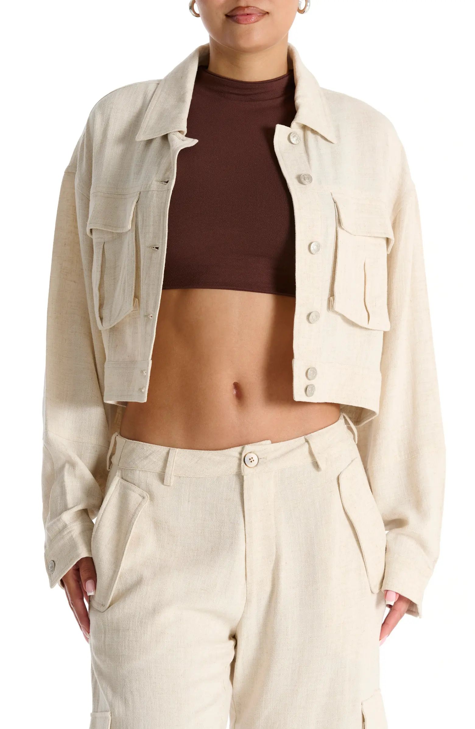 Naked Wardrobe Patch Pocket Crop Jacket | Nordstrom | Nordstrom