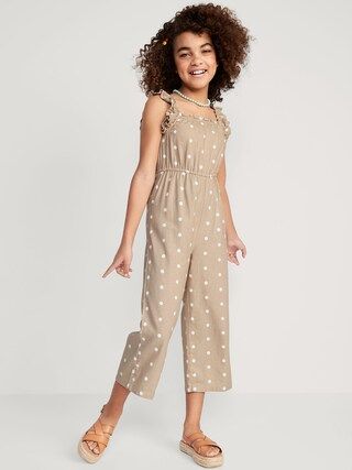 Ruffle-Trim Linen-Blend Jumpsuit for Girls | Old Navy (US)