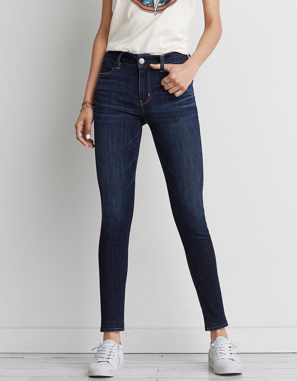 AE Ne(X)t Level High-Waisted Jegging, Deep Sea Blue | American Eagle Outfitters (US & CA)