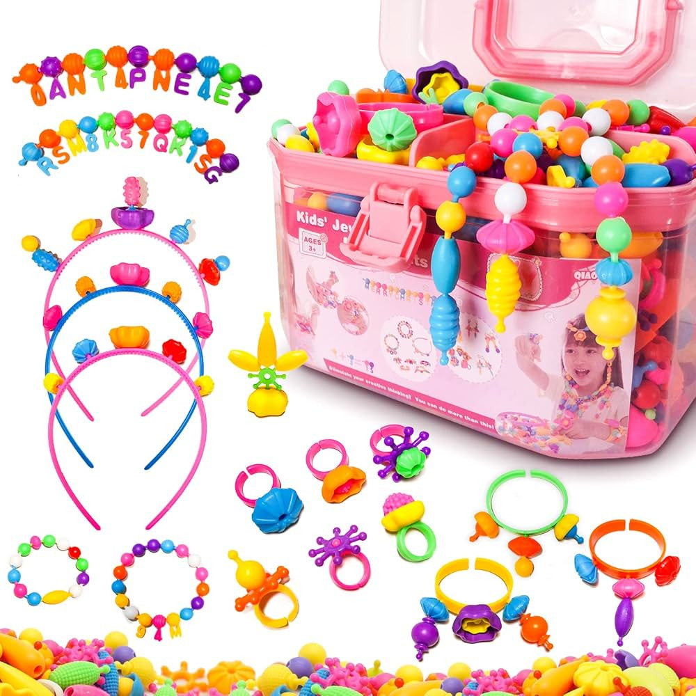 Arthopt Snap Pop Beads 700pcs DIY Jewelry Making Kit for Girls, Kids Bracelets Necklace Snap Beads Toys, Arts and Crafts Toys for Kids 3 4 5 6 7 8 Year Old Girl Gifts Toy Set | Amazon (US)