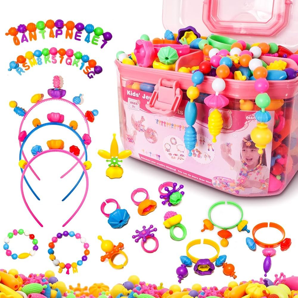 Arthopt Snap Pop Beads 700pcs DIY Jewelry Making Kit for Girls, Kids Bracelets Necklace Snap Beads Toys, Arts and Crafts Toys for Kids 3 4 5 6 7 8 Year Old Girl Gifts Toy Set | Amazon (US)