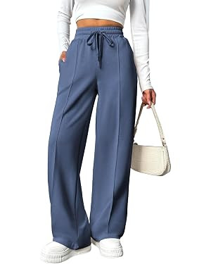 PINSPARK Wide Leg SweatpanS Women High Waisted Baggy Sweat Pans Elastic Elevated Seams Loose Acti... | Amazon (US)
