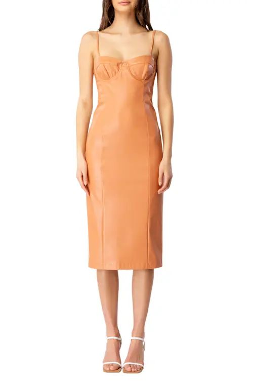 Bardot Sibella Sleeveless Faux Leather Midi Dress in Dusty Rose at Nordstrom, Size 2 | Nordstrom