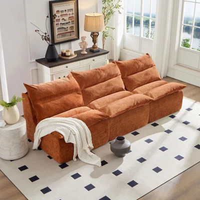 3 Seat Chair Sofa Lounge Chair With Backrest Fully Compressed Sofa Suitable For Living Room, Bedroom, Polyester | Wayfair North America