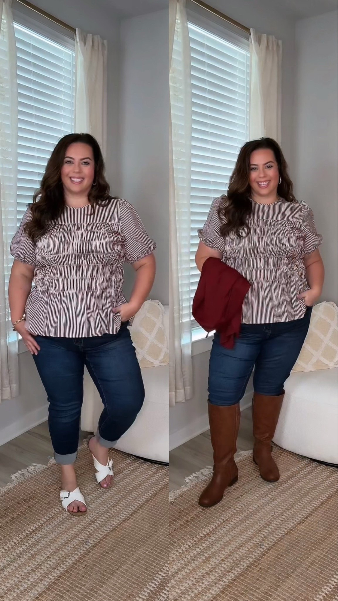 Taking my @lanebryant skinny genius jeans from summer to fall with some easy styling swaps. Wearing my usual size in all - 20W jeans and 18/20 tops

#LTKPlusSize
