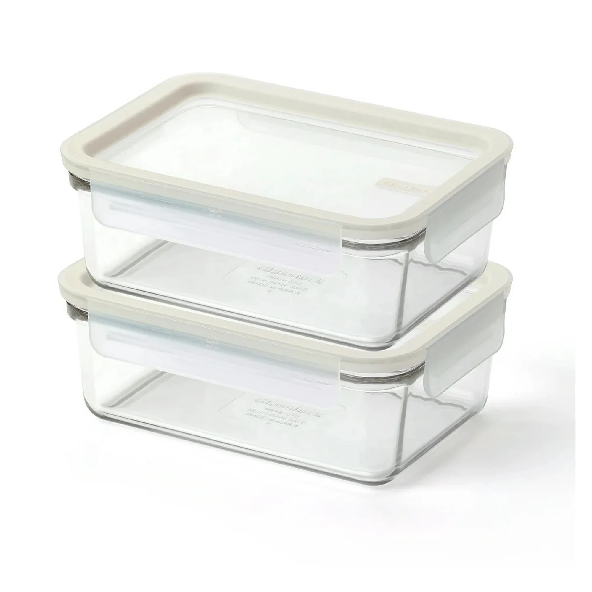 Glasslock Sens 3 Cup Rectangle Glass Food Storage Containers with Lids, Set of 2, Clear | Walmart (US)