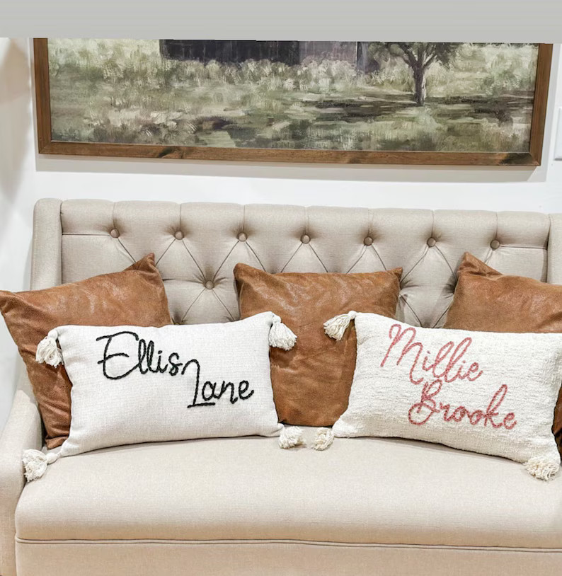 Custom Embroidered Pillow Hand Embroidered - Etsy | Etsy (US)
