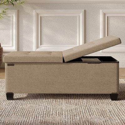 StorageBud Fabric Storage Ottoman Bench with Bins, 43-in Storage Bench for Bedroom, Folding Foot Rest Ottoman for Living Room, Taupe | Target