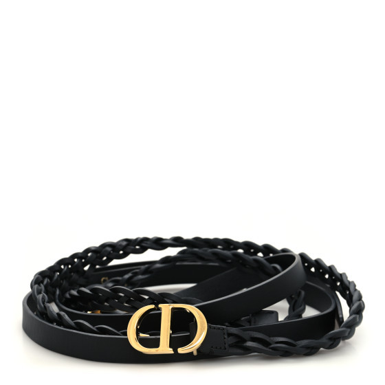 CHRISTIAN DIOR Calfskin Double Braided Belt 75 Black | FASHIONPHILE (US)