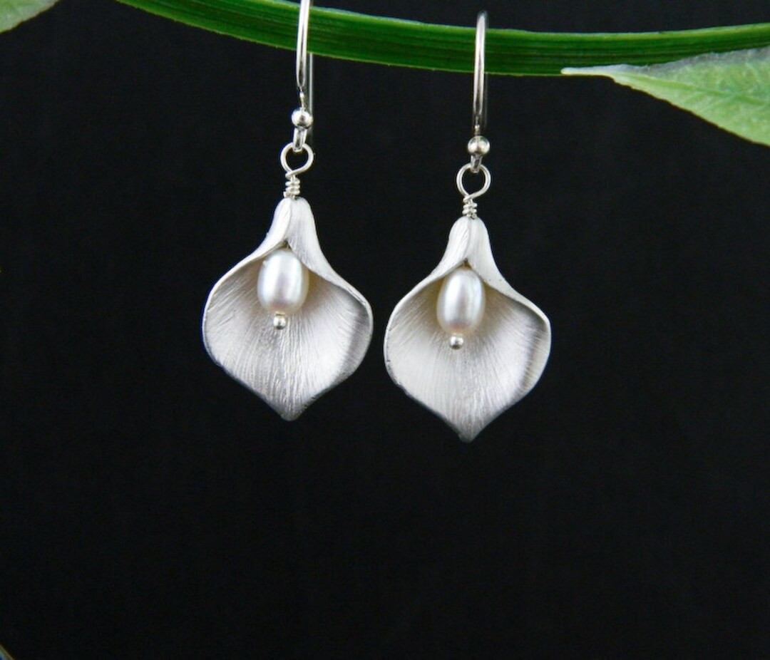 Bridesmaid Earrings, Calla Lily Earring, Sterling Silver, Bridesmaid Jewelry, Drop Earrings, Brid... | Etsy (US)