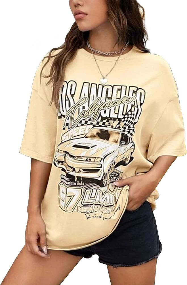 MISSACTIVER Women’s Oversized Graphic Print T-shirt Cartoon Drop Shoulder Short Sleeve Casual G... | Amazon (US)