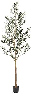 Realead Artificial Olive Tree 7ft(82''), Tall Faux Olive Tree Plant, Fake Potted Olive Silk Tree ... | Amazon (US)