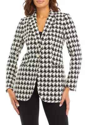 Anne Klein Women's Houndstooth One Button Notch Collar Jacket with Besom Pockets | Belk