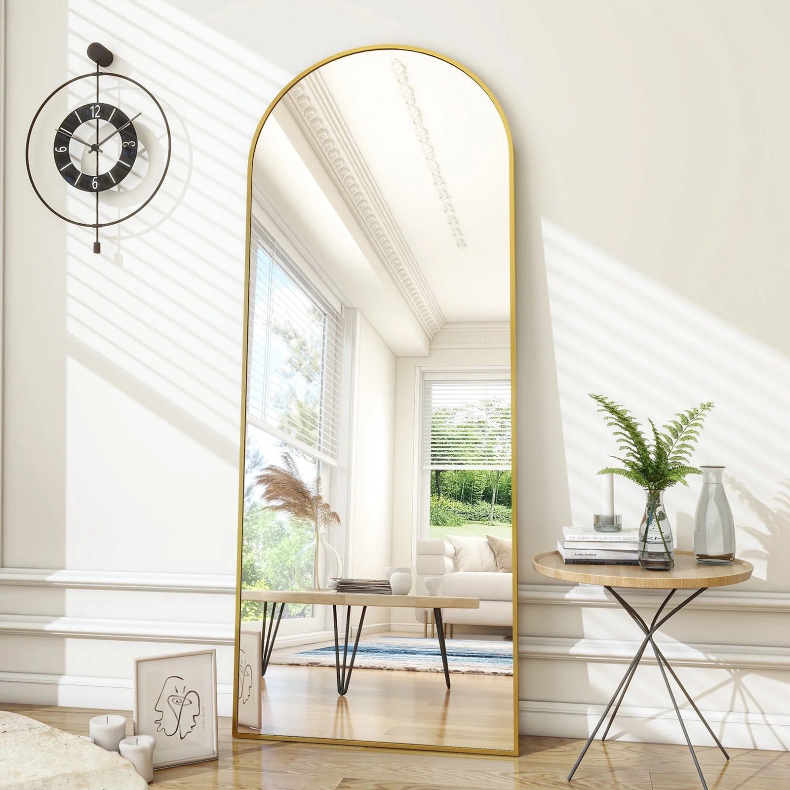 BEAUTYPEAK 71"x27.1" Arch Full Length Mirror Oversized Floor Mirrors for Standing Leaning, Gold | Walmart (US)