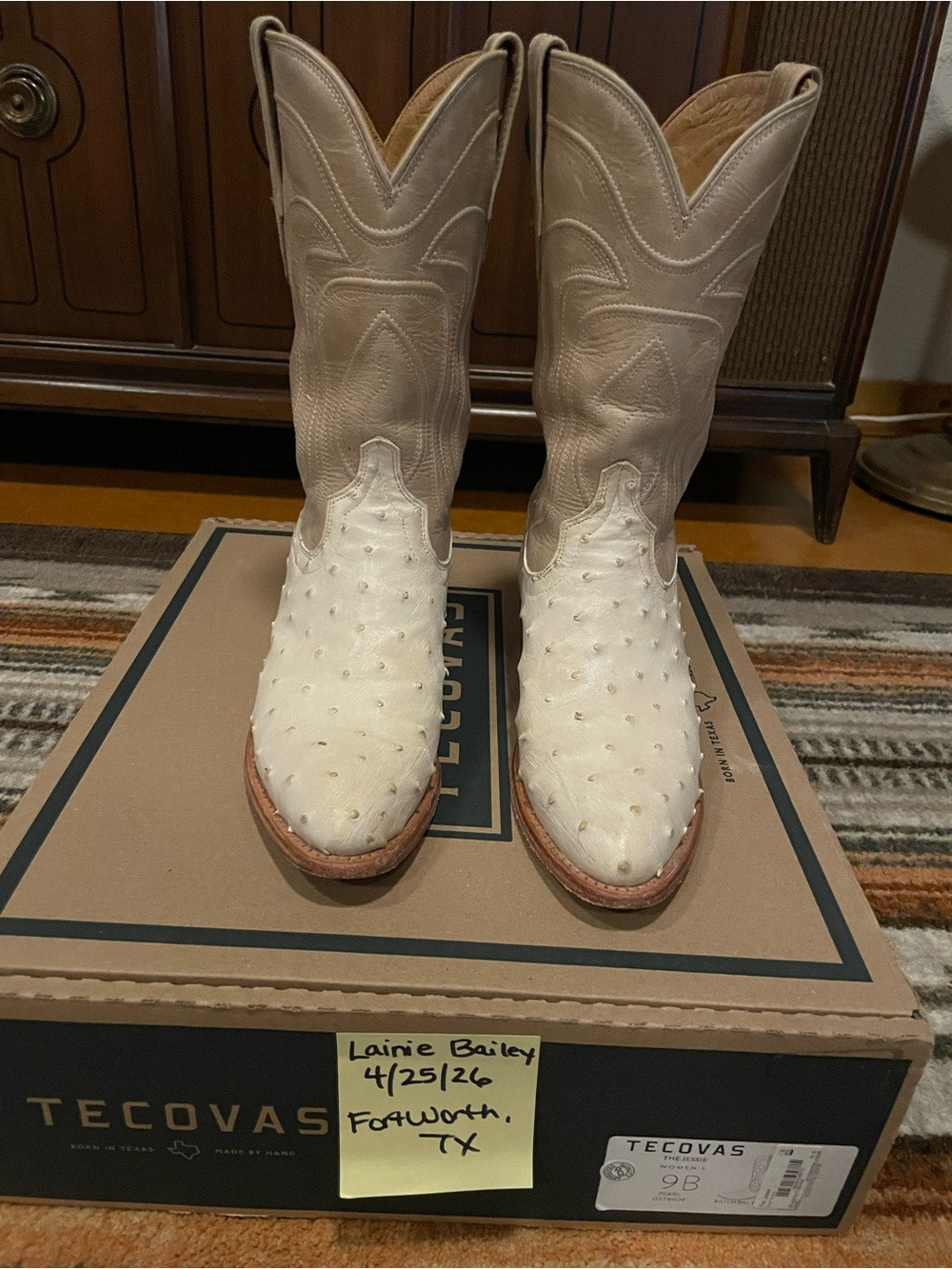 Tecovas Women's The Jessie Pearl Ostrich Leather Cowboy Boots | Poshmark