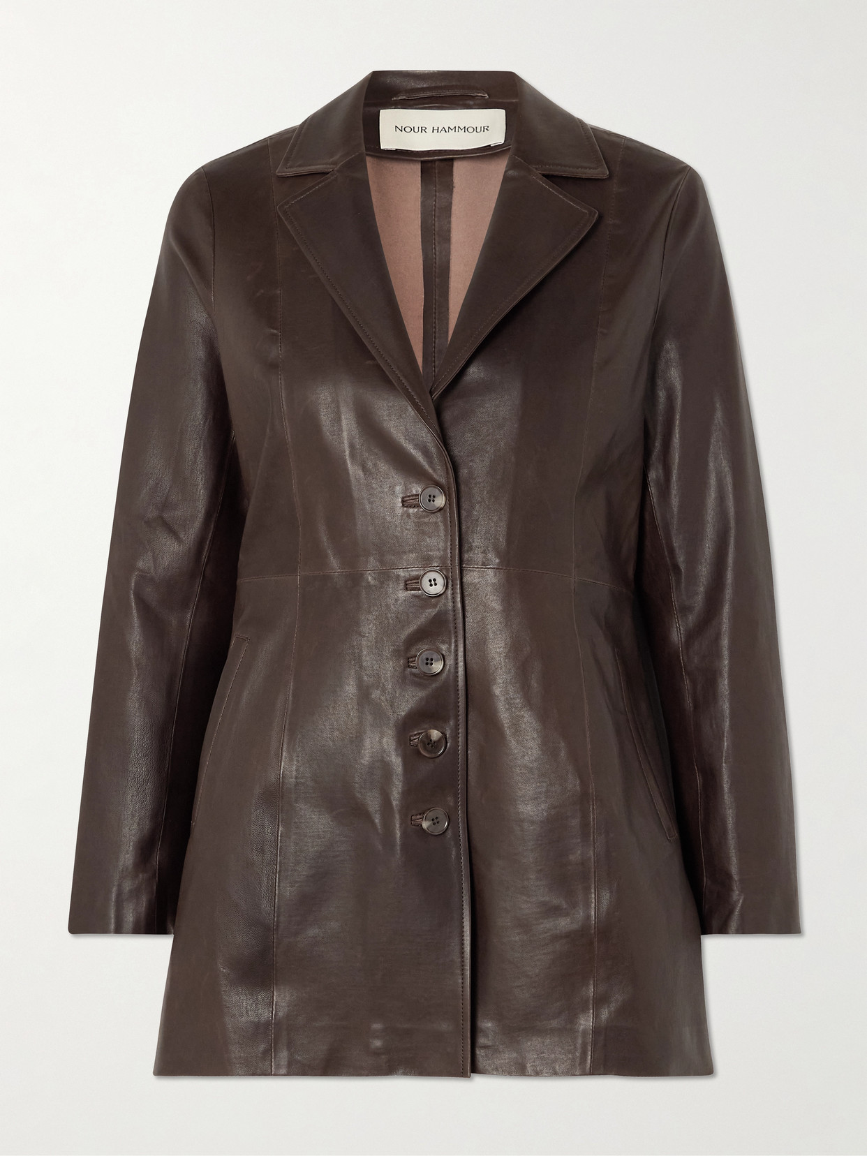 Nour Hammour - Monica Paneled Leather Blazer - Brown | NET-A-PORTER (UK & EU)