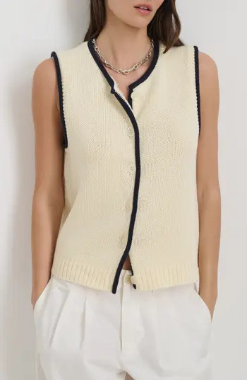 Alex Mill Bridget Tipped Sweater Vest in Ivory/Dark Navy at Nordstrom Rack, Size Large | Nordstrom Rack