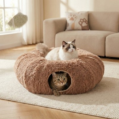 AZL1 Life Concept Plush Cat Tunnel with Detachable Cat Bed, Foldable Soft Play Tunnel for Indoor Cats, Interactive Pet Hideaway with Washable Cushion | Target