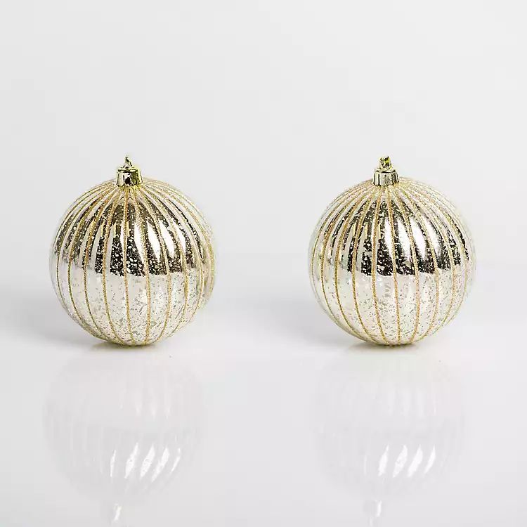 Gold Ridged 4 in. Tree Ornaments, Set of 2 | Kirkland's Home