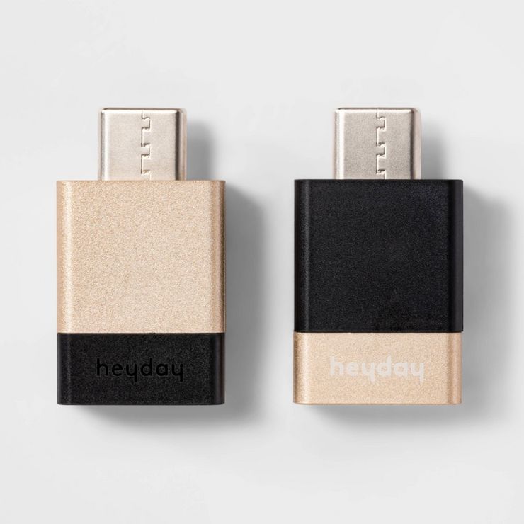 heyday™ USB-A to USB-C 2 pk Adapter - Black/Gold | Target