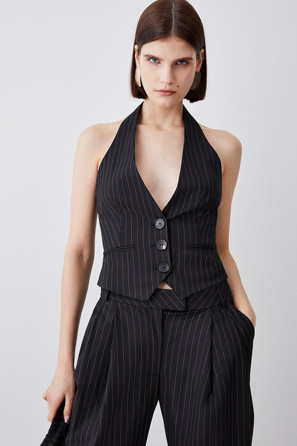 Pinstripe Waistcoat | Karen Millen UK + IE + DE + NL