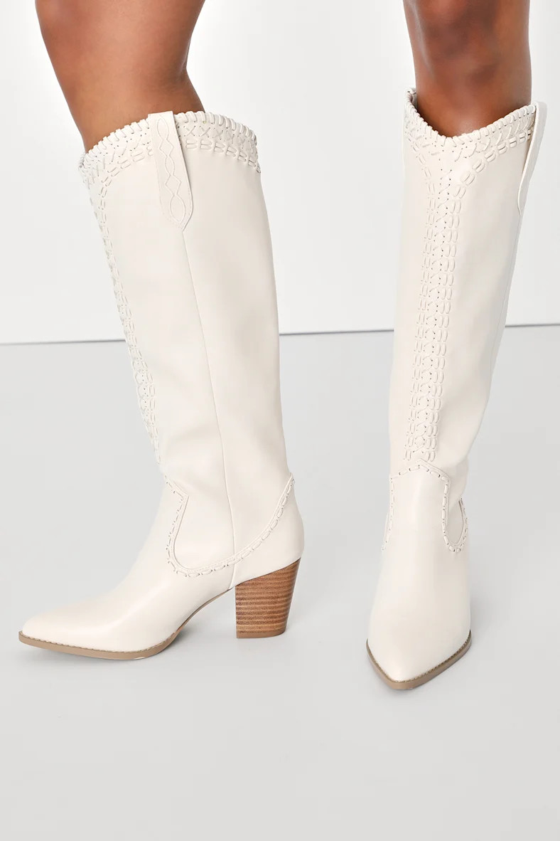 Finley Ivory Pointed-Toe Knee-High Boots | Lulus (US)