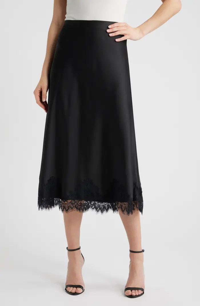 Lace Trim Midi Skirt | Nordstrom